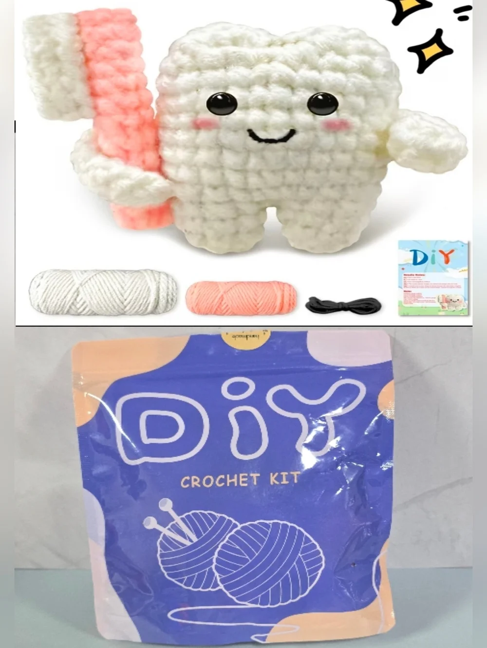 DIY Tooth & Tooth Brush Crochet For Beginners Kit All Tools Included New Sealed
